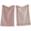 Tag 26l"x18w" Classic Red Cotton Set Of 2 Checked And Solid Terry Cloth Dishtowel Kitchen Towel Mach In Red
