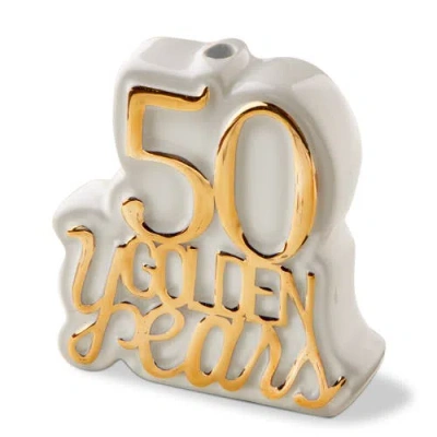 Tag 50 Golden Years Cake Topper Candleholder Gold Earthenware Everyday In Gray