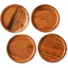 Tag Acacia Wood Dining Plates Set Of Four Natural Appetizer In Brown