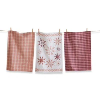 Tag Adobe Sugar Snowflake Kitchen Towels Set Of 3 In Pink
