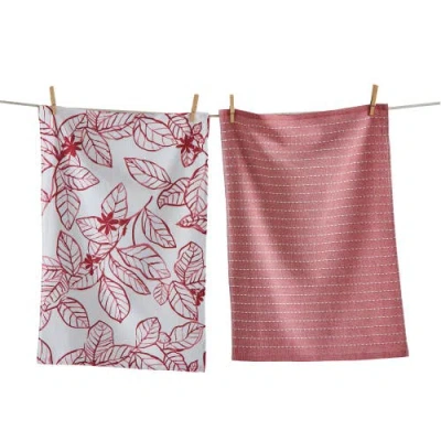 Tag Ainslie Hammam Terry Dishtowel S/2 Red Red Cotton Everyday In Pink