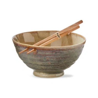 Tag Akira Noodle Bowl S/2 Taupe Taupe Stoneware Everyday In Multi