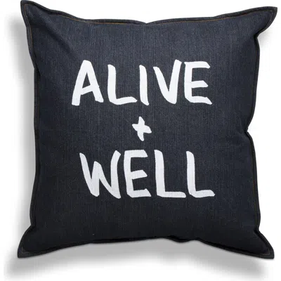 Tag Alive & Well Blue Cotton Throw Pillow Everyday Comfort Cushion