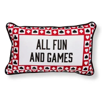 Tag All Fun And Games Lumbar Pillow Multi Cotton Cover 20x13x1