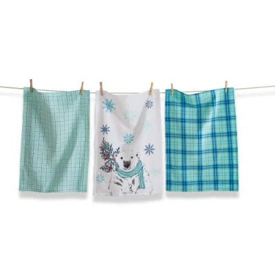 Tag Alpine Glow Bear Dishtowel Set Of 3 In Blue