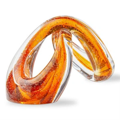 Tag Amber Infinity Arch Glass Decor Sculpture 8.5 X 4 X 5.3 In Brown