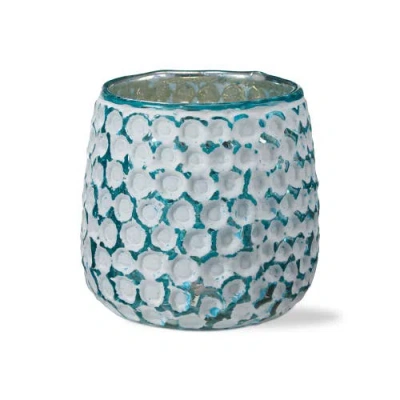 Tag Andera Coastal Turquoise White Tealight Candle Holder In Blue