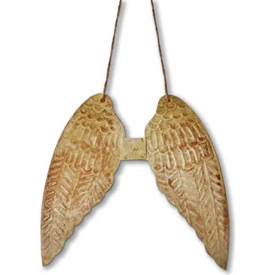 Tag Angel Wings Metal Ornament Champagne Iron Christmas Decor In Brown