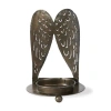 Tag Angel Wings Tealight Holder Antique Brass Gold Iron Candle In Brown