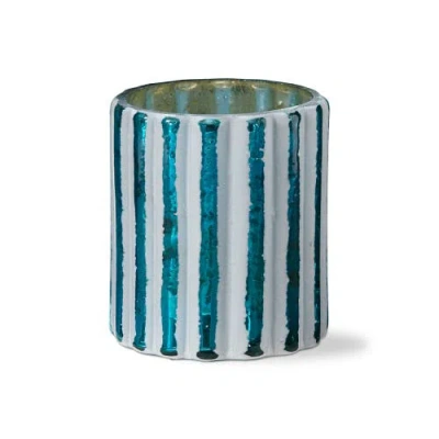 Tag Angela Coastal Turquoise White Tealight Candle Holder In Blue