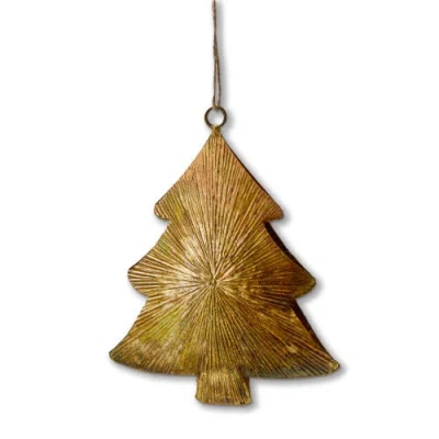 Tag Antique Brass Gold Christmas Tree Metal Ornament Elegant Decor