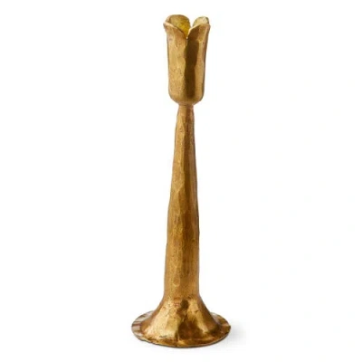 Tag Antique Brass Tulip Taper Candle Holder Iron 2.75 X 2.75 X 9 In Gold