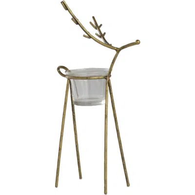 Tag Antique Gold Reindeer Tealight Holder For Christmas Decor