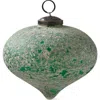 Tag Antiqued Dark Green Glass Drop Ornament For Christmas Tree In Green