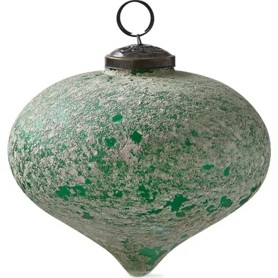 Tag Antiqued Dark Green Glass Drop Ornament For Christmas Tree