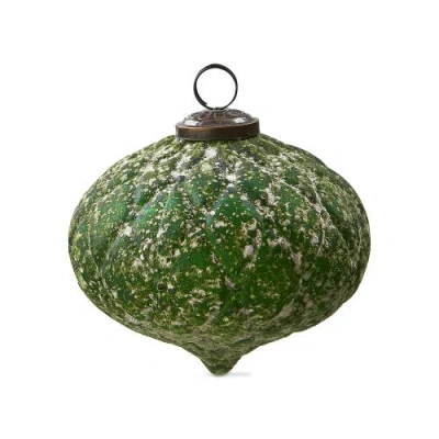 Tag Antiqued Green Diamond Glass Ornament For Christmas Tree