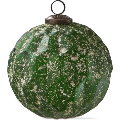 Tag Antiqued Honeycomb Glass Ornament Dark Green Christmas Decor