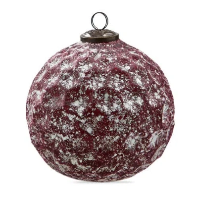 Tag Antiqued Honeycomb Glass Ornament Red