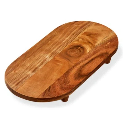 Tag Arc Oval Footed Server Natural Acacia Wood Everyday Serving Tray In Brown