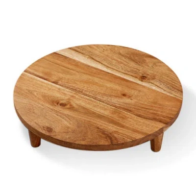 Tag Arc Round Footed Server Natural Acacia Wood Everyday Serving Tray In Brown