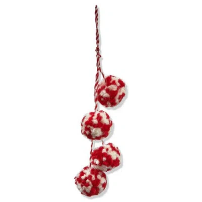 Tag Artisan Red Wool Pom Pom Tree Ornaments Holiday Decor