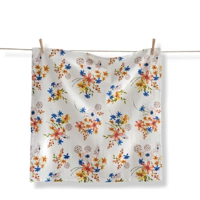 Tag Artisona Floret Multi Cotton Dishtowel 27x27 In White