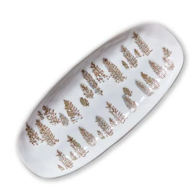 Tag Aspen Oval Ceramic Platter Multicolor Perfect For Serving In White