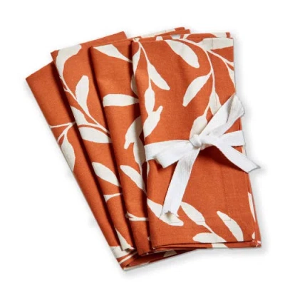 Tag Autumn Botanical Cloth Napkins In Orange