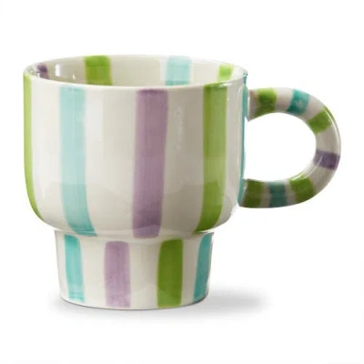 Tag Ava Stripe Stoneware Mug Green Multi 12 oz