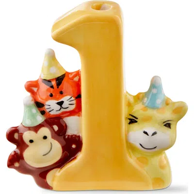 Tag Babys First Cake Topper Candleholder Yellow Multi Earthenware Everyday
