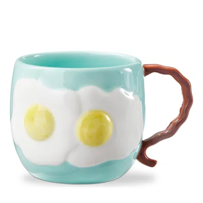 Tag Bacon & Eggs Earthenware Mug Multi 21 oz 4.66x6x3.9 In Blue