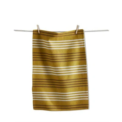 Tag Basket Weave Stripe Dishtowel Latte Brown Cotton Kitchen Towel Machine Washable 26x18 Everyday U