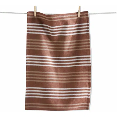 Tag Basket Weave Stripe Dishtowel Set Of Six Latte Color In Brown