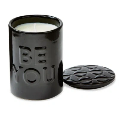 Tag Be You Candle With Striker In Lid Black Ceramic Everyday