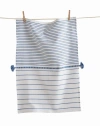 Tag Beach Stripe Dishtowel Blue Cotton 26" X 18" Cleaning Kitchen Towel Machine Washable In Multi