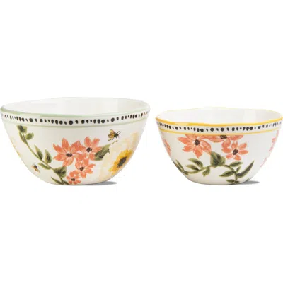 Tag Bee Floral Ceramic Serving Bowl Set Of Two Multicolor
