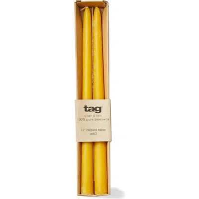 Tag Beeswax Dipped Taper Candles Honey Yellow Set Of 2