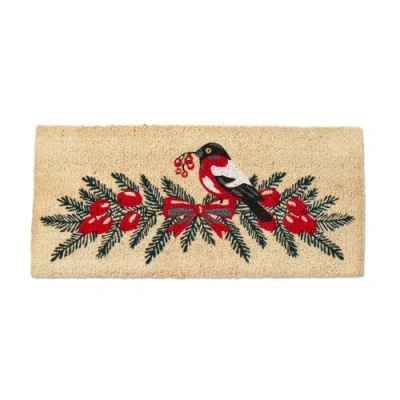 Tag Bird On Sprig Berries Rectangle Coir Door Mat Multicolored
