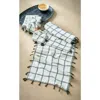 Tag Black Check Tassel Table Runner Cotton Machine Washable Decor In Multi