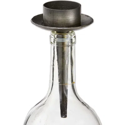 Tag Black Iron Tealight Holder Bottle Stopper Design Candle Holder In Gray