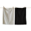 Tag Black Tie Stripe Dishtowel Set Of 2 In Black