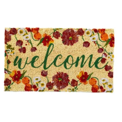 Tag Blooming Welcome Coir Mat Indoor Outdoor Rectangle Door Mat In Multi