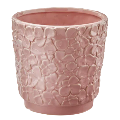 Tag Blossom Planter Large Pink Pink Stoneware Spring In Gold