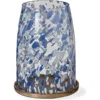 Tag Blue Confetti Glass Hurricane Candle Holder Large In Blue