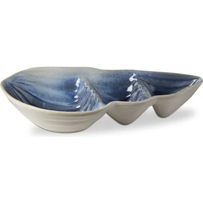 Tag Blue Multi Ceramic Conch Shell Divided Serving Platter