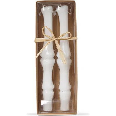Tag Bone Flame Taper Candles Set Of 2 Halloween White Wax