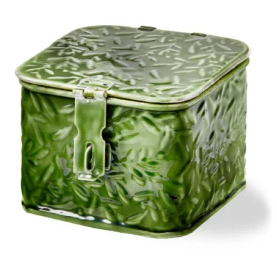 Tag Botanical Trinket Box Decorative Enamel For Christmas Green