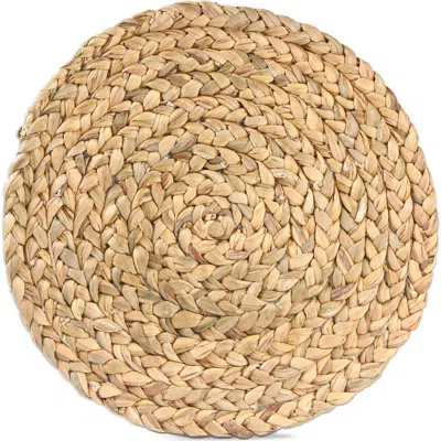Tag Braided Water Hyacinth Round Placemat Natural Wipe Clean In Neutral