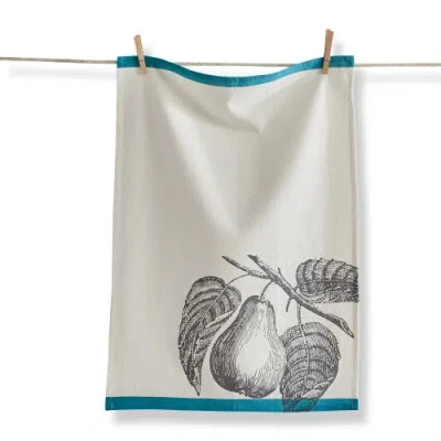 Tag Bright Border Pear Cotton Flax Dishtowel White Multi 26x18