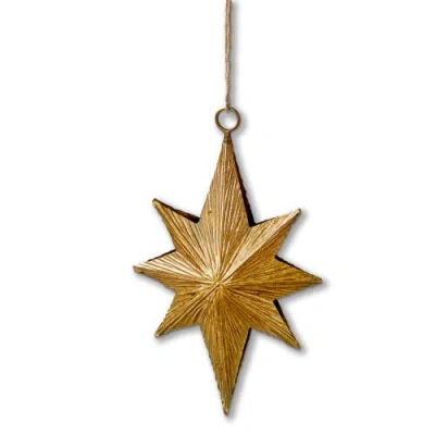 Tag Bright Star Gold Metal Christmas Tree Ornament Holiday Decor In Brown